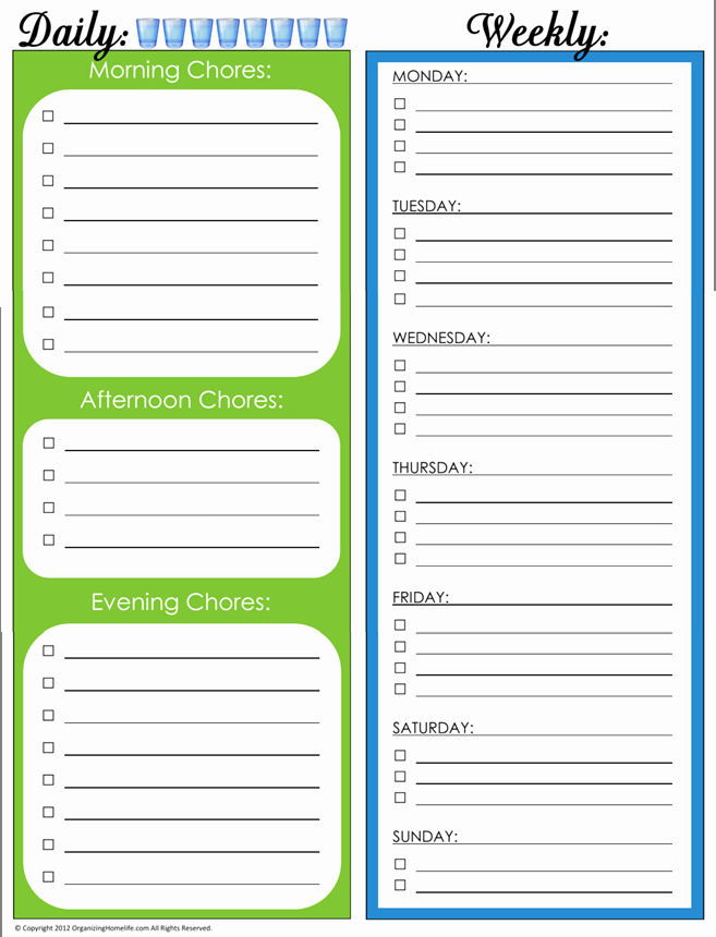 post printable daily chore schedule