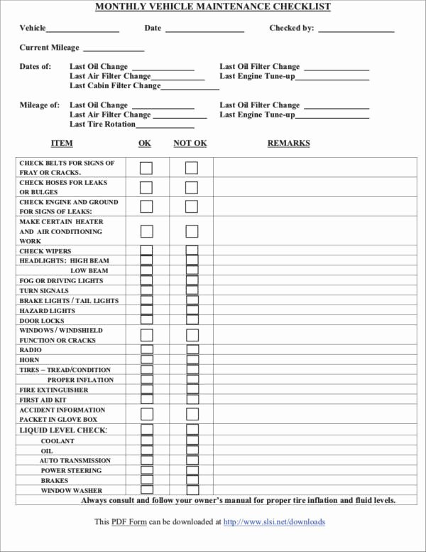 15 Maintenance Checklist Samples &amp; Templates