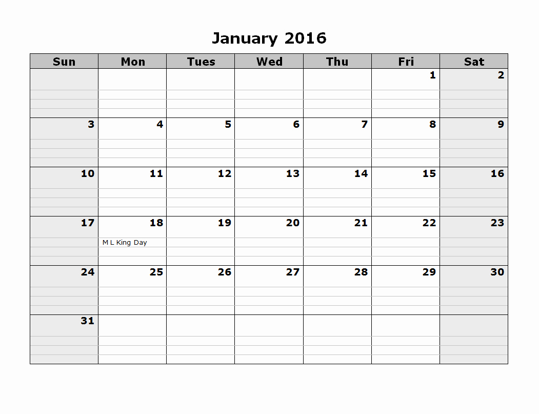 2016 Monthly Calendar Template 08 Free Printable Templates