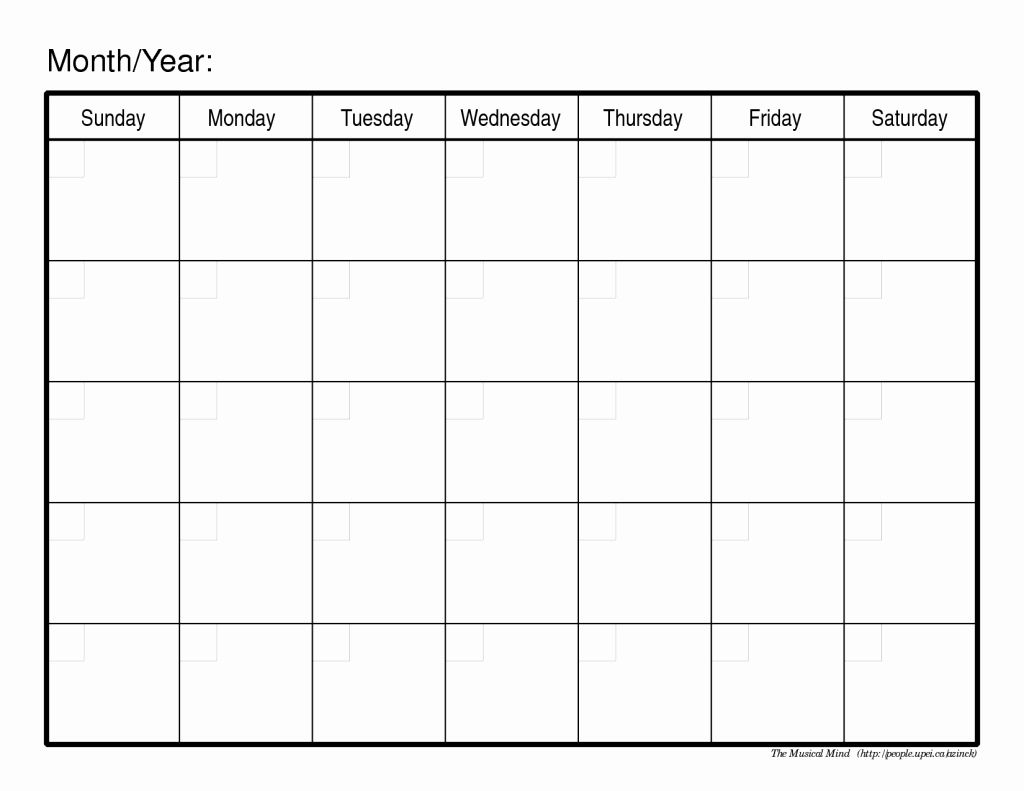 2016 Printable Monthly Calendar Template