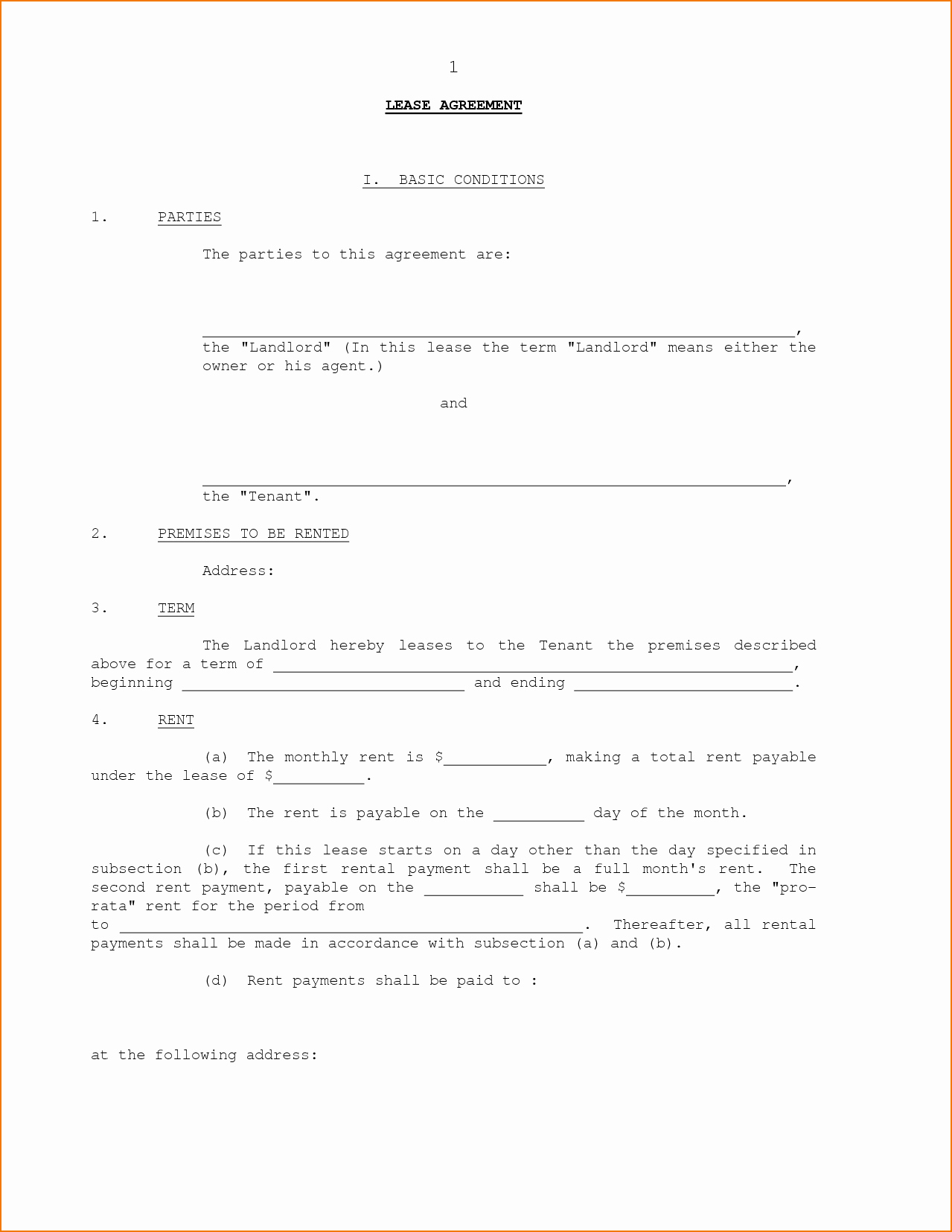 4 Basic Lease Agreement Template