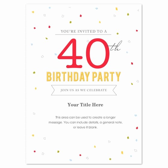 40th Birthday Invitation Template Word
