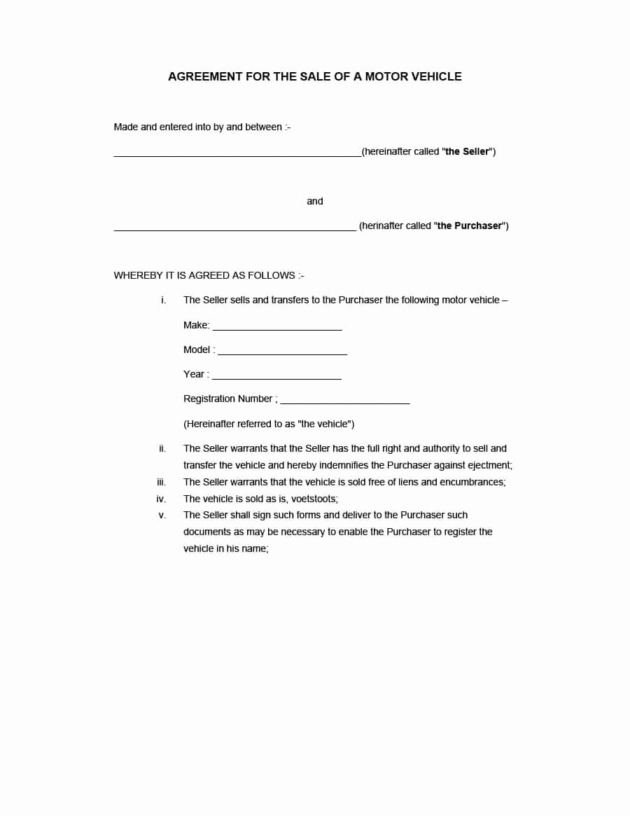 42 Printable Vehicle Purchase Agreement Templates
