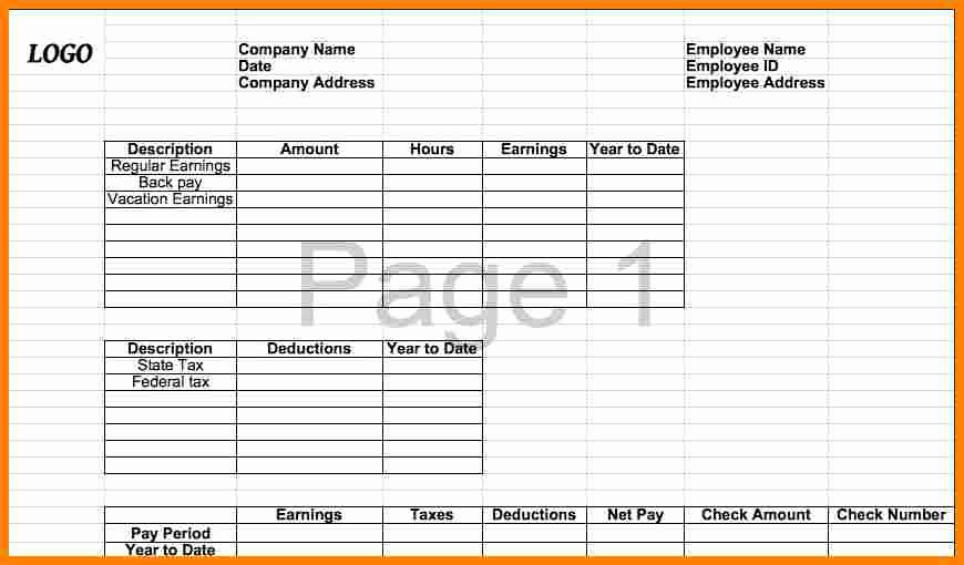 5 1099 Pay Stub Template Excel