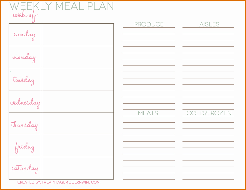 5 Daily Meal Plan Template