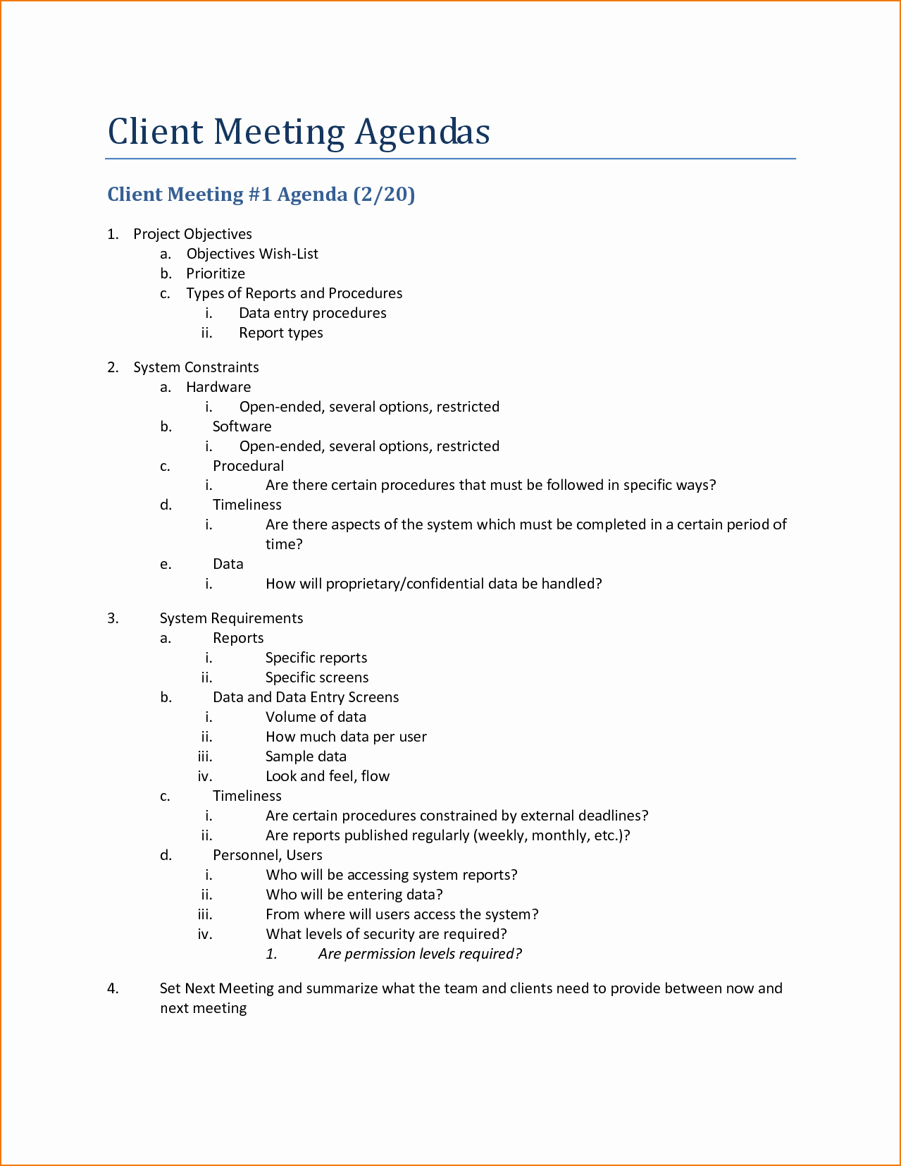 5 Meeting Agenda format