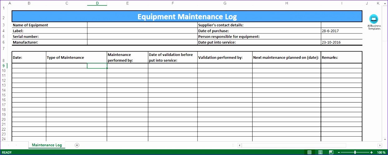 6 Preventive Maintenance Template Excel Exceltemplates