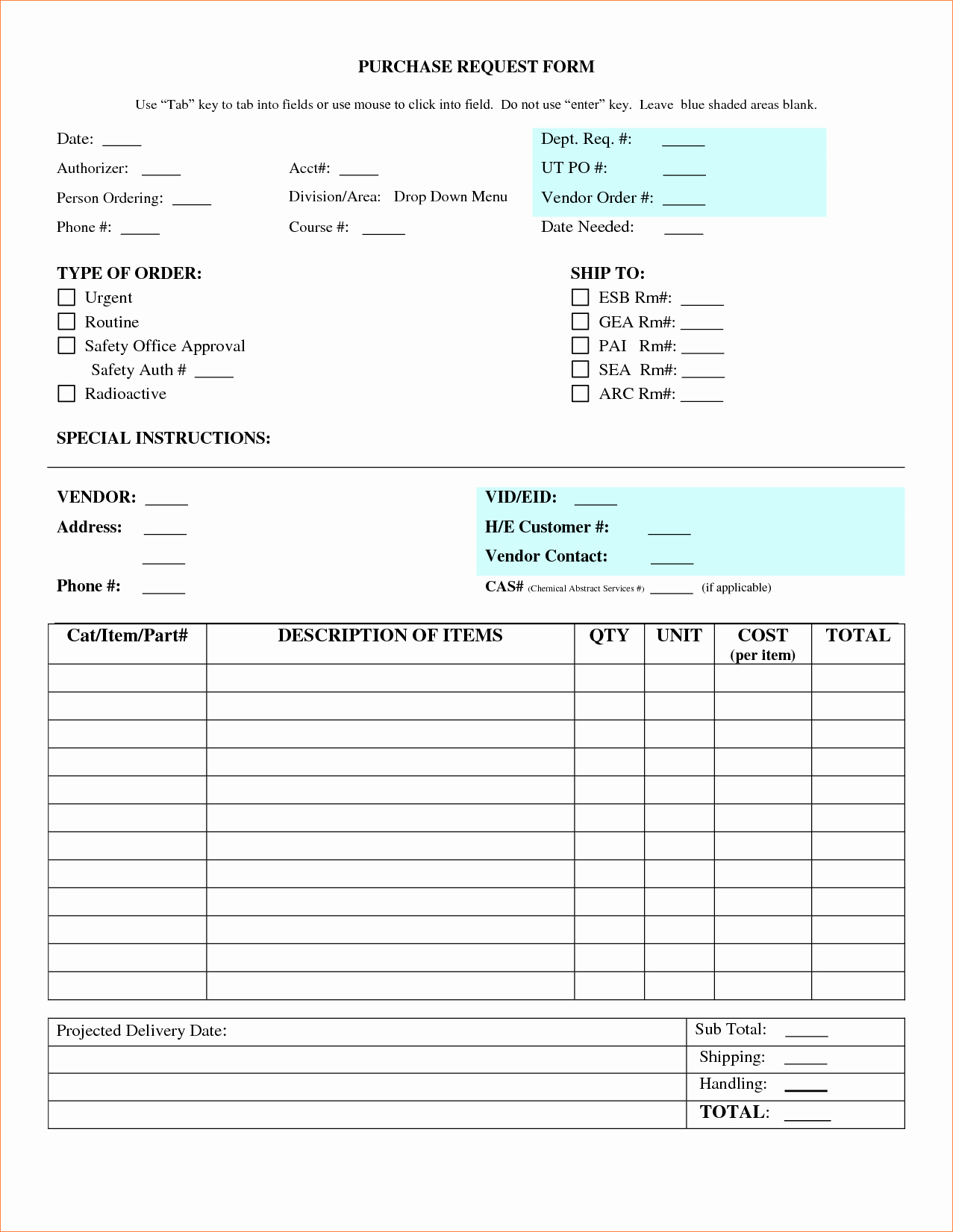6 Purchase Request form Template