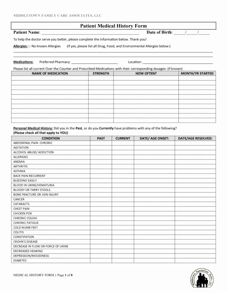 medical history form