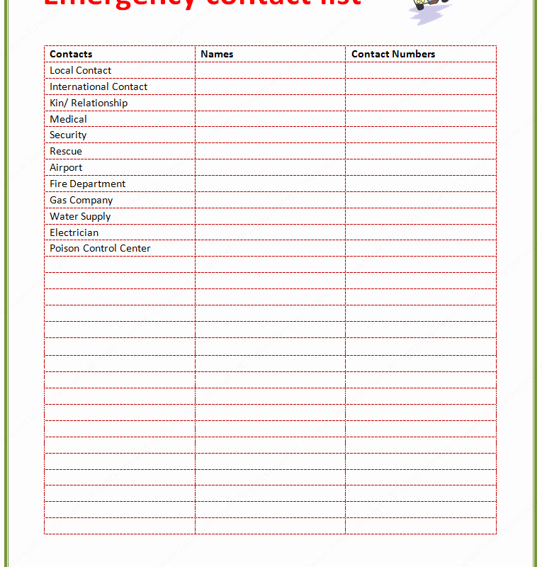 7 Best Of Printable Contact List Template Free
