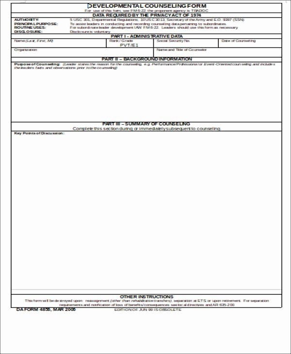 8 Army Counseling form