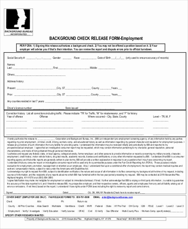 8 Sample Background Check Release forms