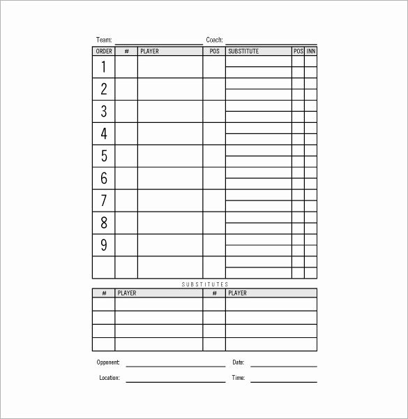 9 Baseball Line Up Card Templates Doc Pdf Psd Eps