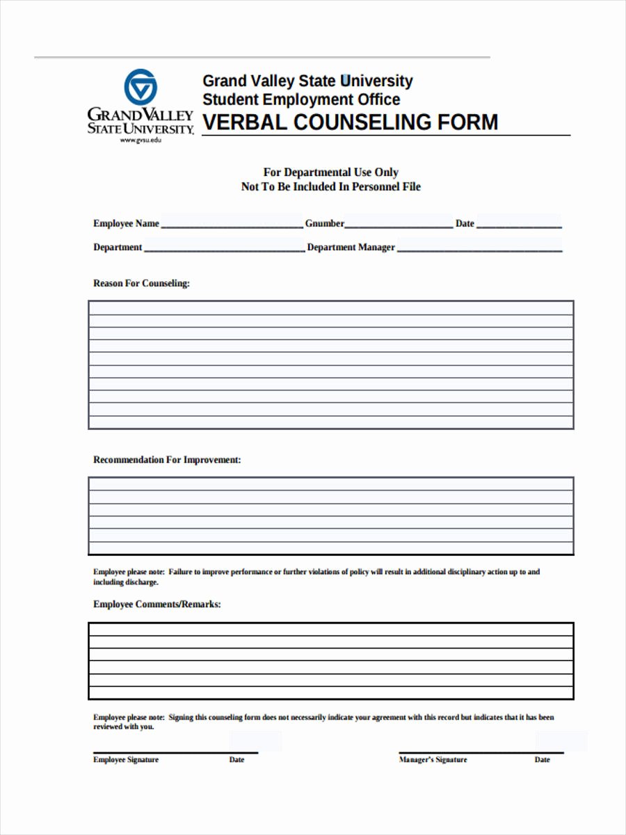9 Employee Counseling forms Free Sample Example format
