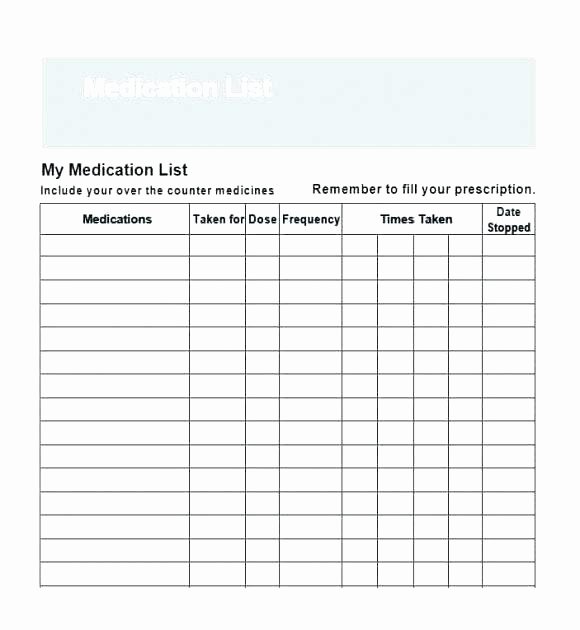 93 Personal Medication List Template List Template Free