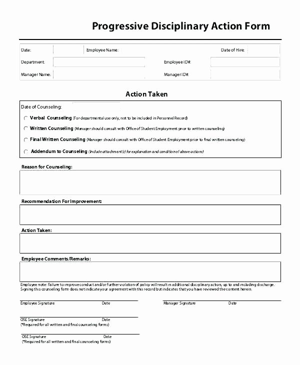 99 Free Employee Counseling form Template Employee