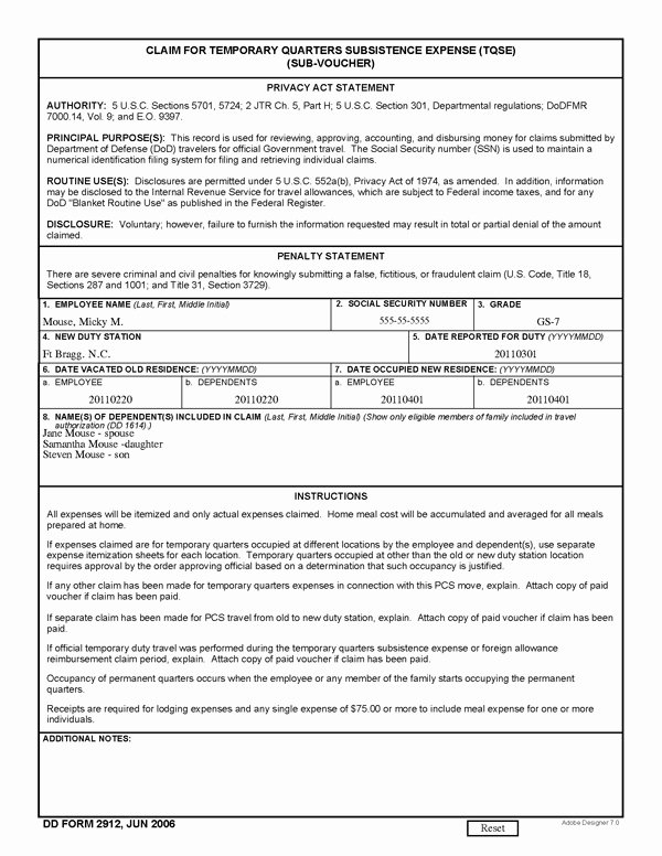 Army Travel Voucher form Fillable