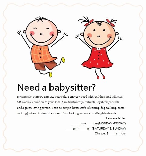 Babysitting Flyer Free Template Templates Resume