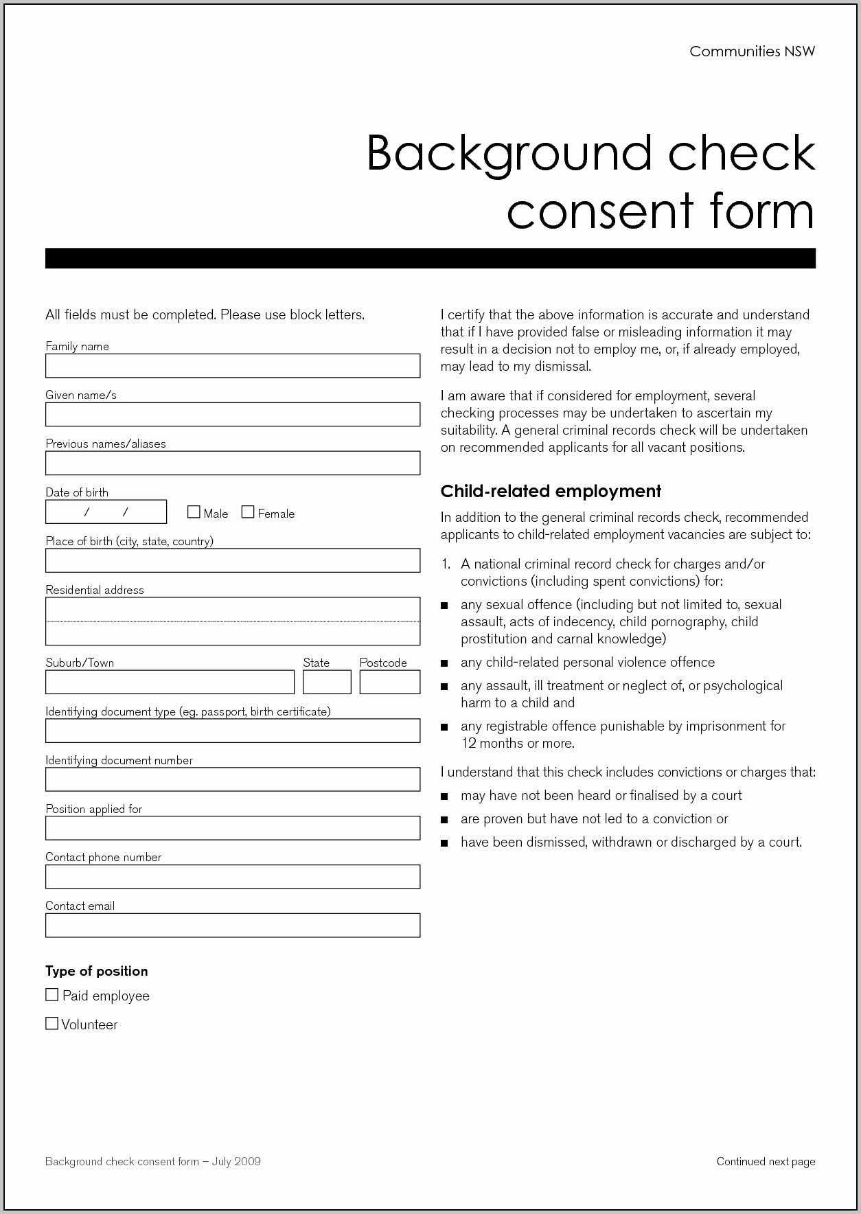 Background Check Authorization form Word Template