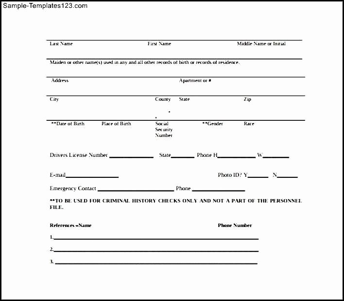 Background Check form Template Free