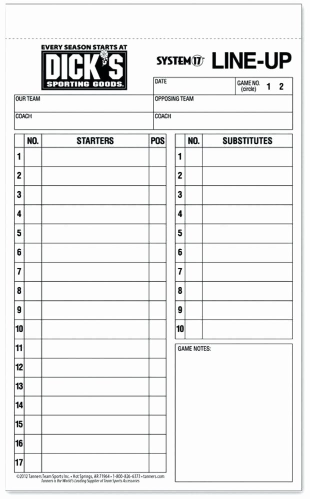 Baseball Lineup Card Excel Baseball Lineup Card Template