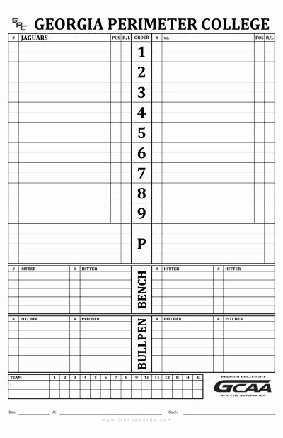 Baseball Lineup Card Template Free Download Elsevier
