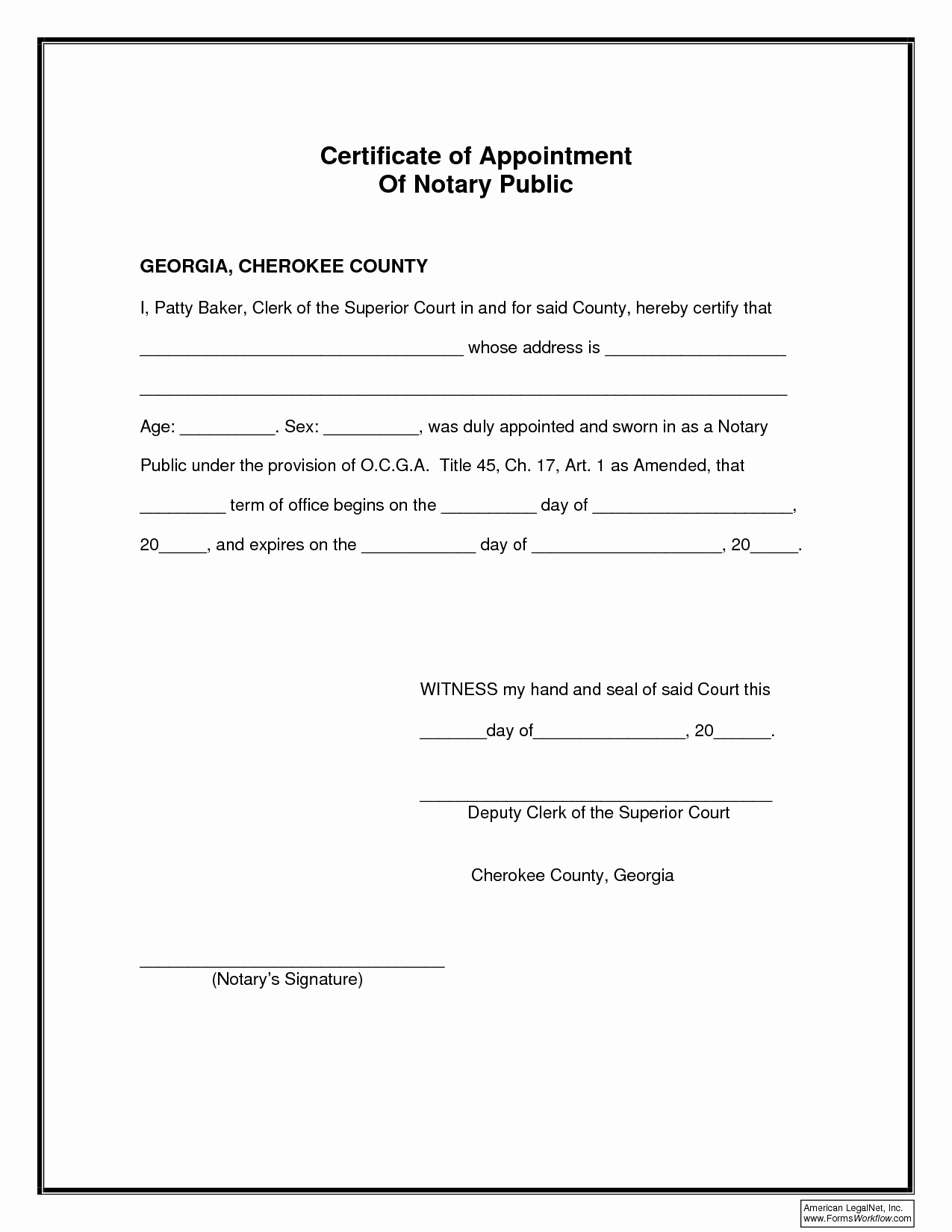 Notary Signature Block Template