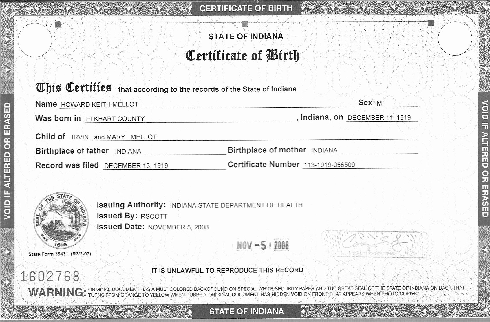 Birth Certificate Template for Microsoft Word Mughals
