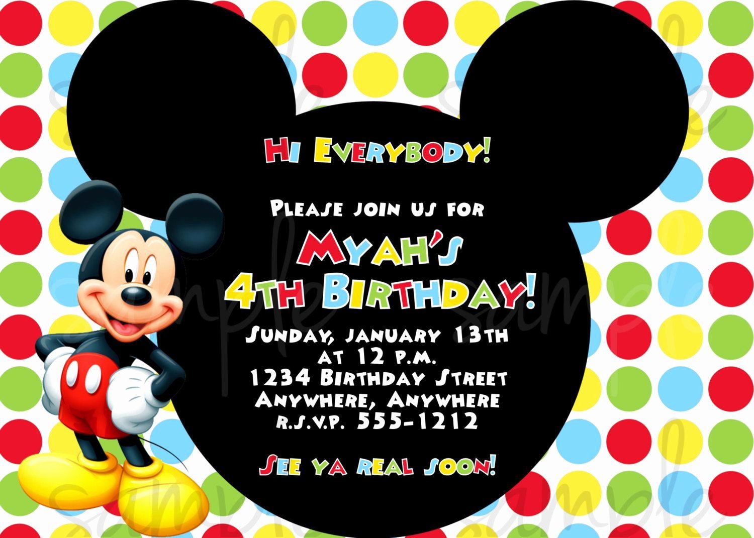Birthday Invitation Mickey Mouse Birthday Invitations