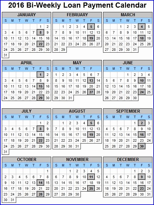 Biweekly Pay Periods 2016 Calendar