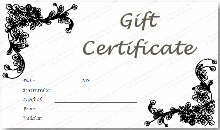 Black Glades Gift Certificate Template