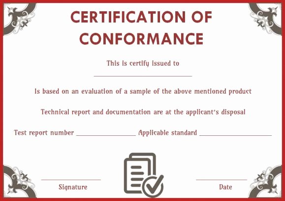 Certificate Of Conformance Template 10 High Quality