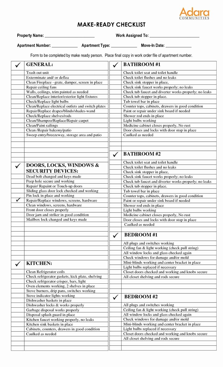 Check List for Apartment Make Ready Google Search
