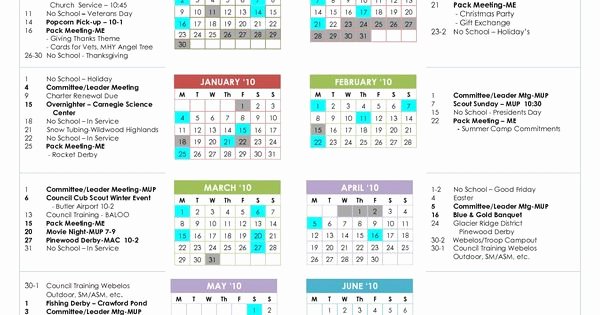 Cub Scout Calendar Template