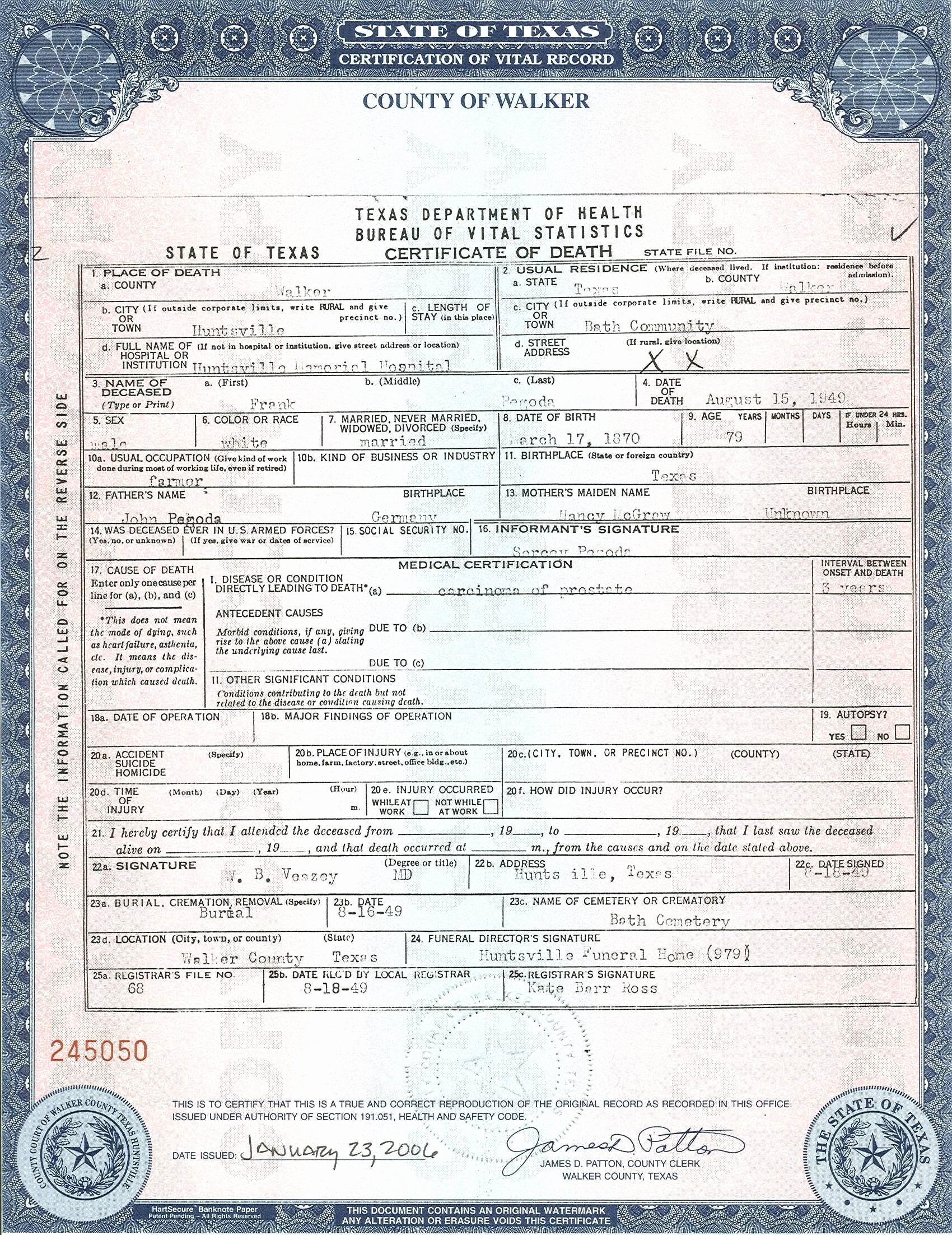 maryland certified copy of birth certificate