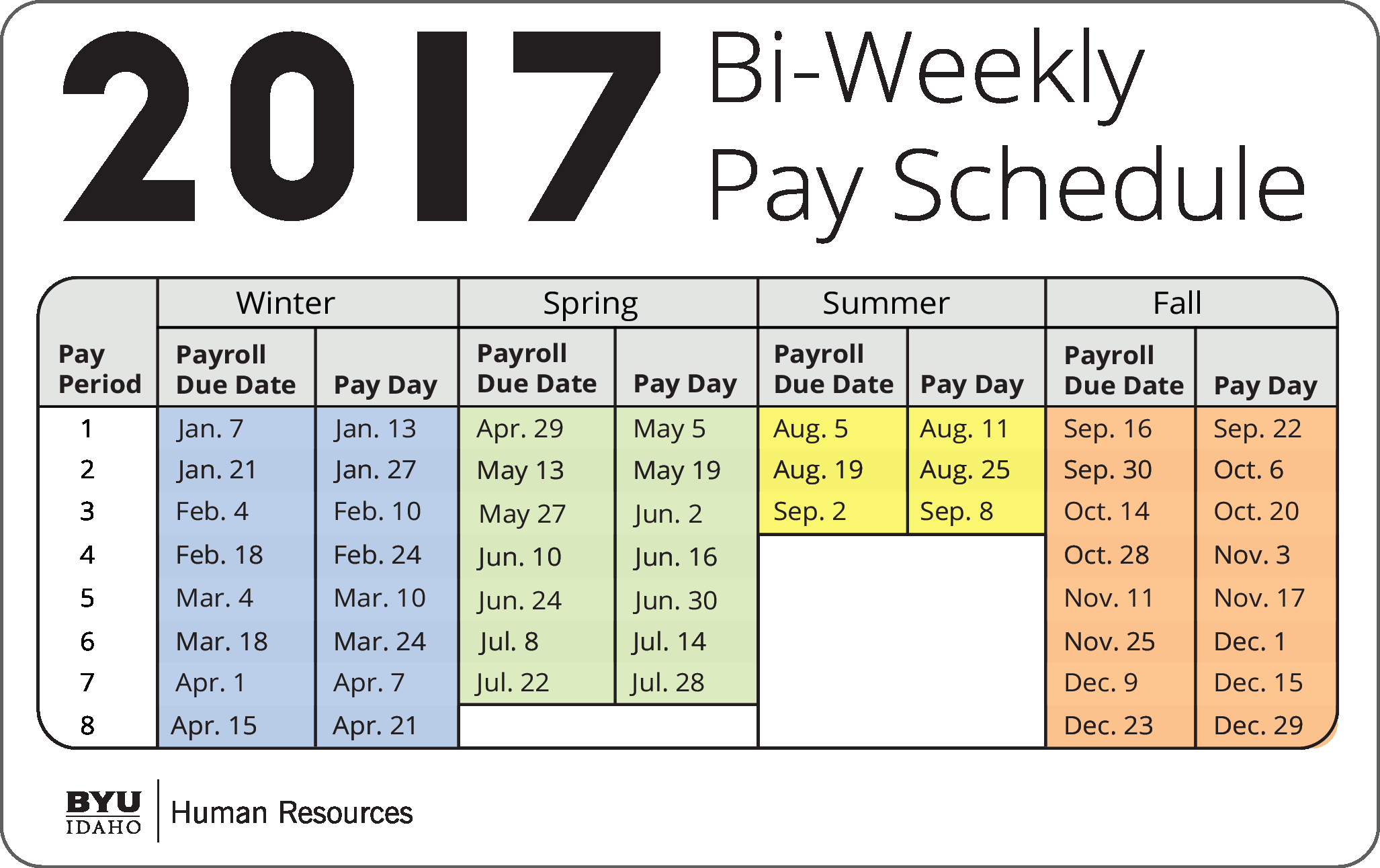 December Bi Weekly Calendar 2017