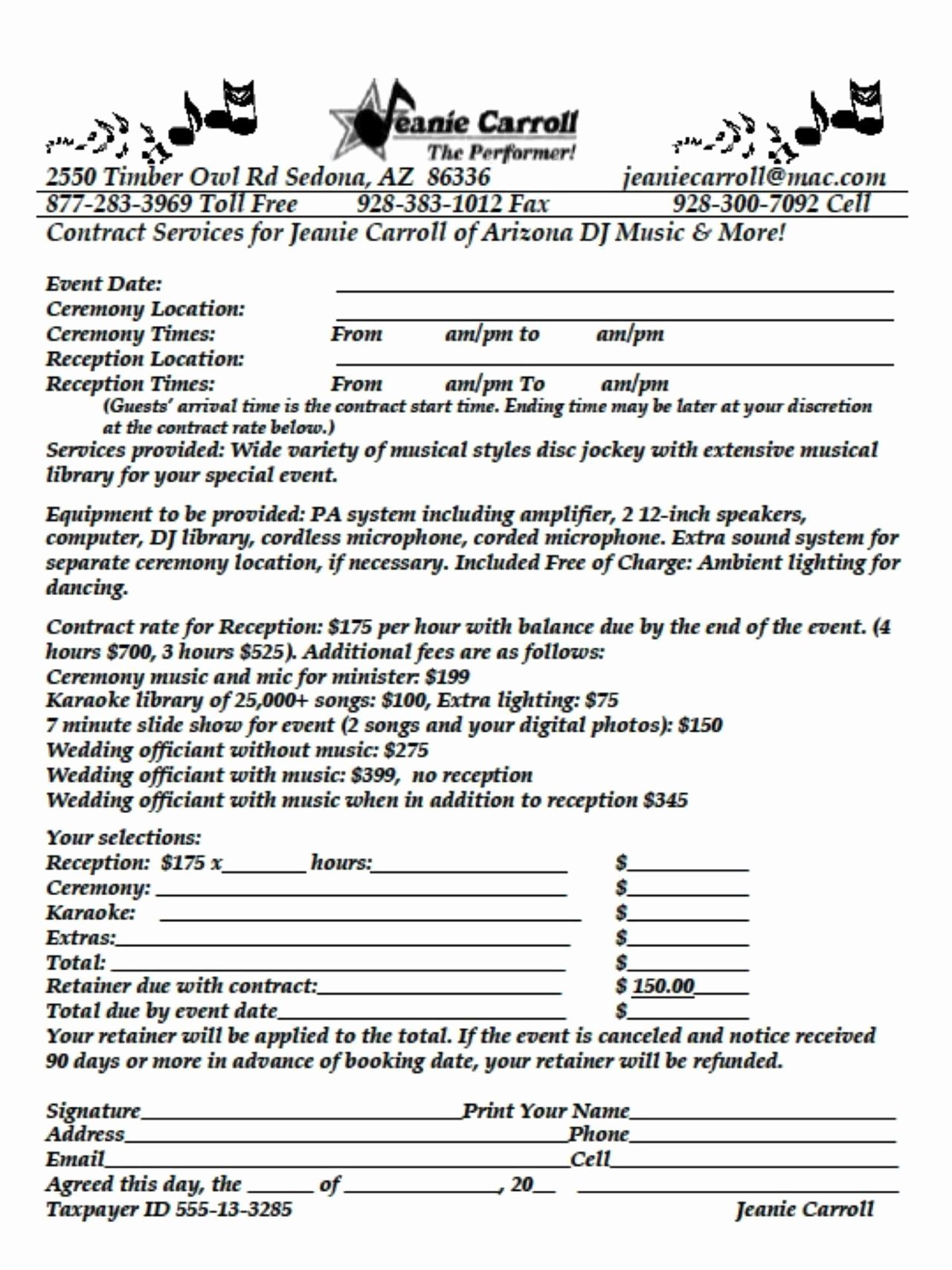 disc jockey contract template