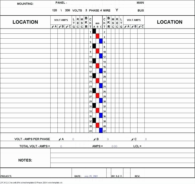 electrical panel legend template