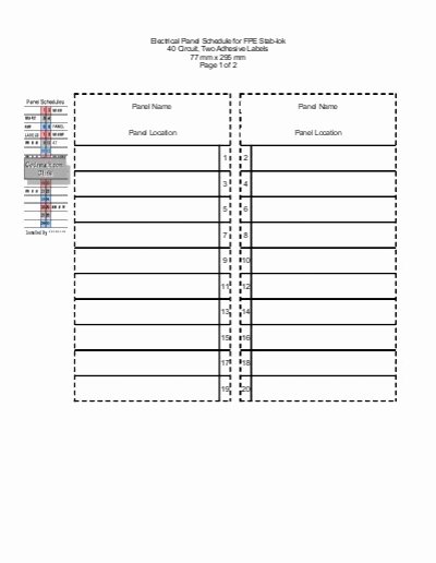 Electrical Panel Schedule Template Excel