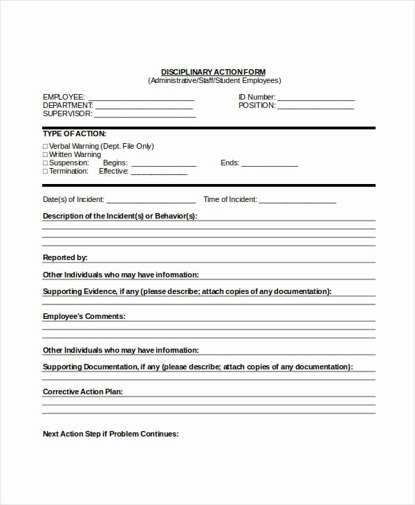 employee discipline form