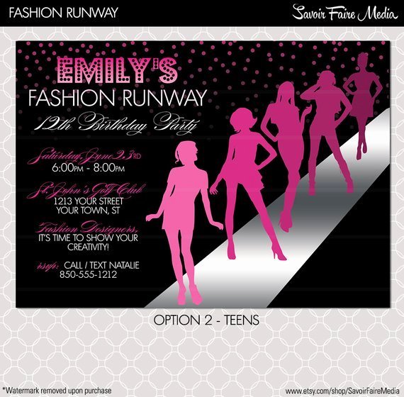 Fashion Show Invitation Project Runway Inspired Birthday