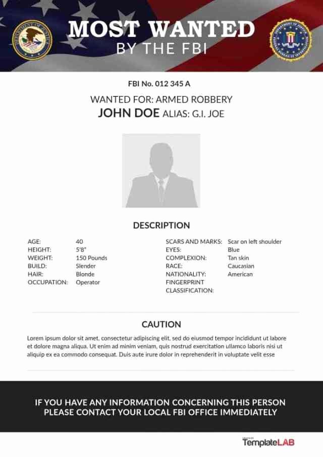 Fbi Most Wanted Poster Template