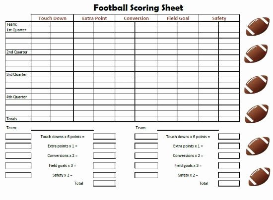 Football Scoring Sheet Free Printable Friday