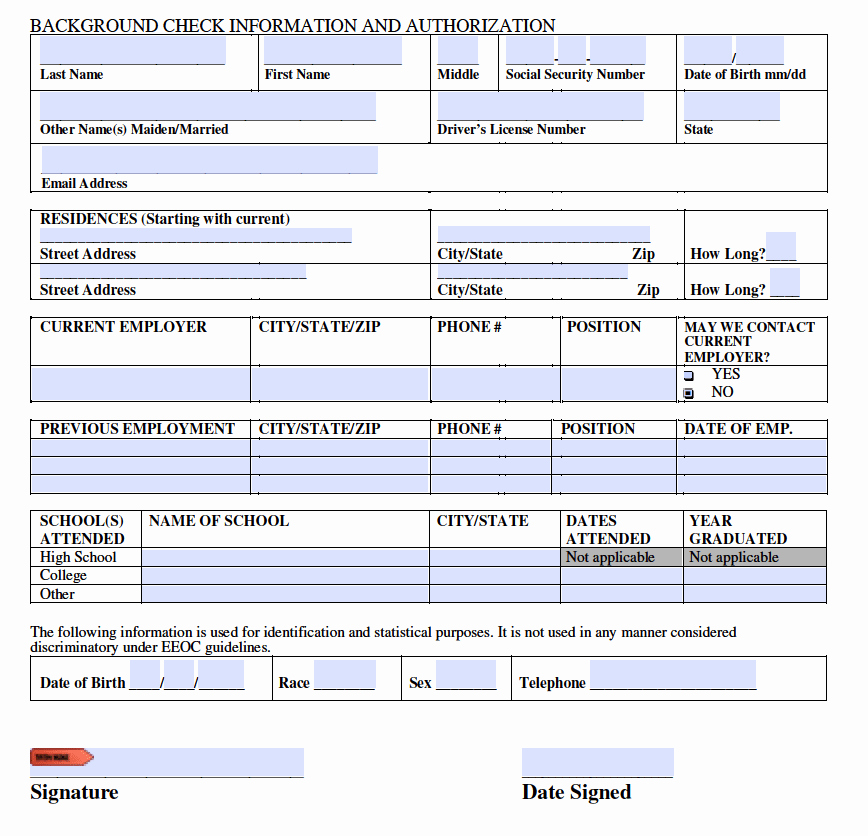 Free Background Check Authorization Template form Pdf