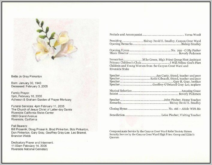 Free Funeral Service Program Template Download Template