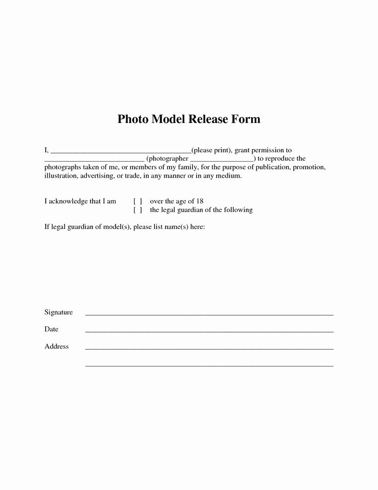 Free Photographer Release form