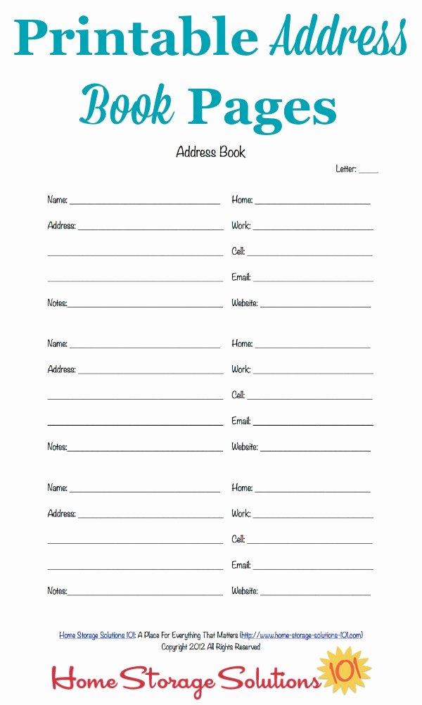 Free Printable Address Book Pages Get Your Contact