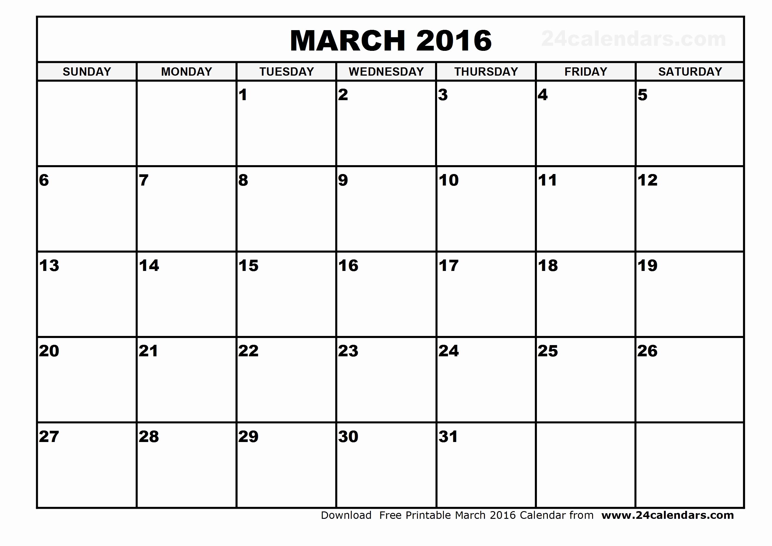 Free Printable Blank Calendar Templates Monthly