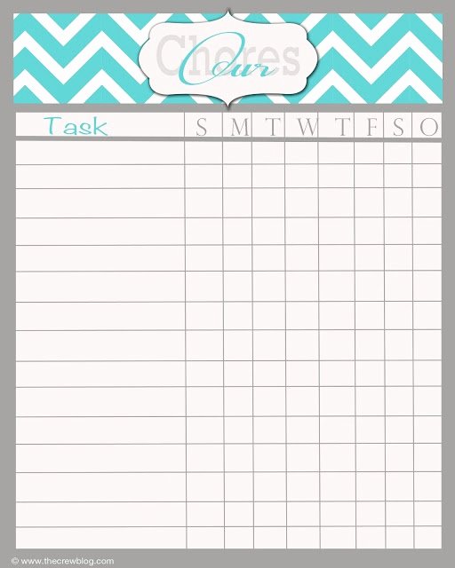 Free Printable Blank Chore Chart Template