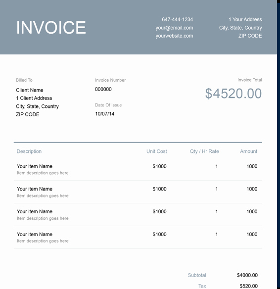 Free Services Rendered Invoice Template Download